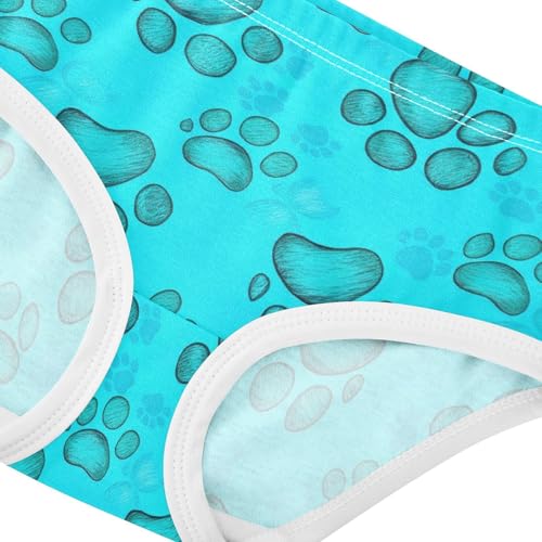 Toddler Underwear Floral 2t Cotton Cute Panties Girl Cartoon Kids Undies Briefs Cute Dog Paw Prints Blue4