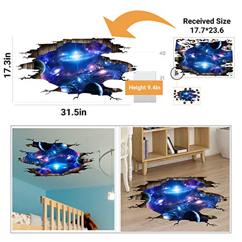 Miniduo 3D Blue Universe Galaxy Home Wall Decor Removable Outer Space Planet Galaxy Art Wall Murals Window Wall Stickers The Mysteries Of The Universe Home Walls Floor Ceiling Boys Room Kids Bedroom #TOP4