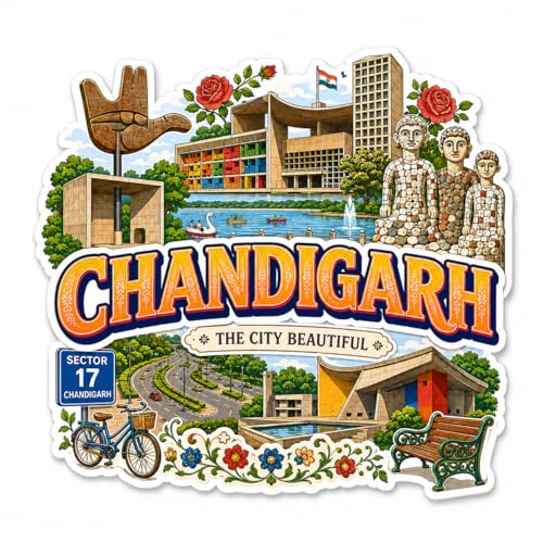 Image of Zesta Wooden Fridge Magnets Set | Refrigerator Decor Magnets for Kitchen | India Souvenir Fridge Magnet Collection | Wooden Magnet for Fridge Door Decoration (Chandigarh)