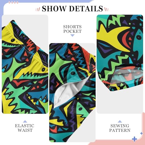 Cartoon Abstract Sharks Pajama Pants Lounge Sleep Pants Elastic Waist Long Pajama Bottoms with Pockets for 6-14 Years4