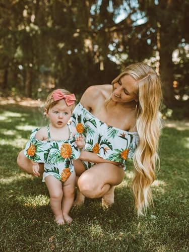 IFFEI Mommy and Me Swimsuits One Piece Monokini Bathing Suits Pineapple Printed Family Matching Swimwear Boys: 6-7 Years3