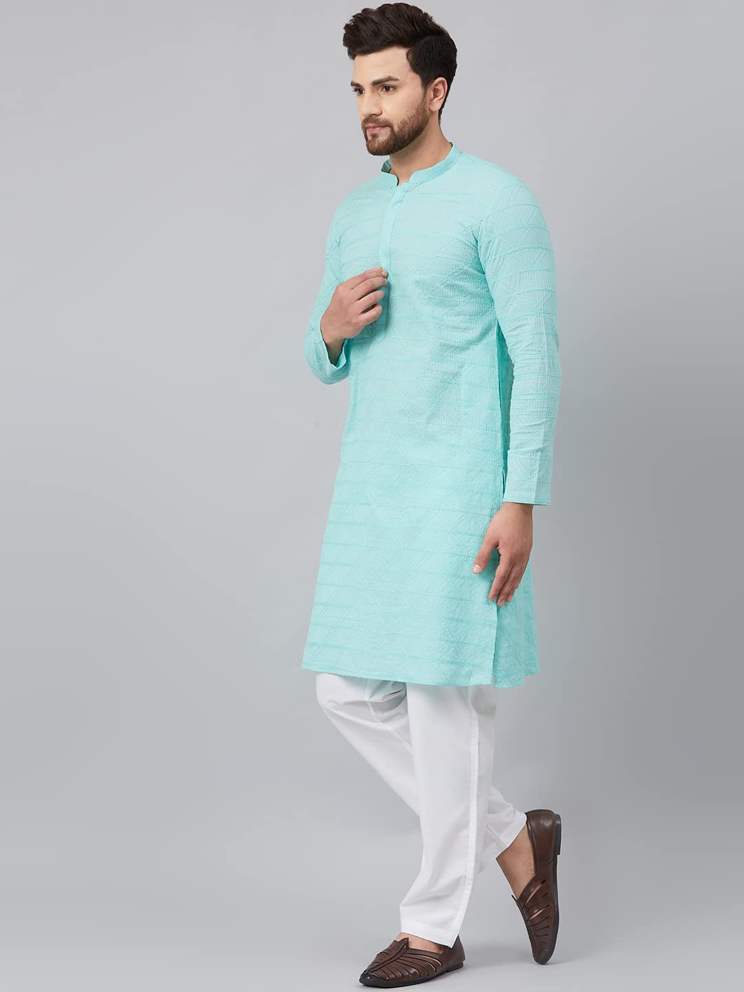 See Designs Cotton Regular Mens Kurta (14180264_Lime Green_M)