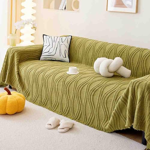 Jeté de canapé 4 places extra large plaid antidérapant et doux 180x500 pour grand canapé