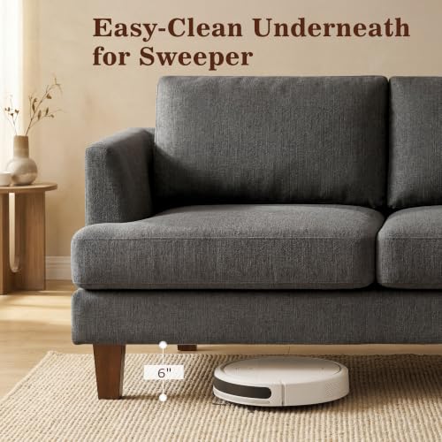 Image of Gericco Mid Century Modern 89 inch 3-Seater Couch for Living Room, Dark Grey