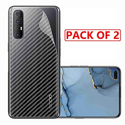 Image of Compatible with (Pack of 2) Oppo Reno 3 Pro Back Screen Protective Film Carbon Fiber Skin Transparent Screen Guard Sticker