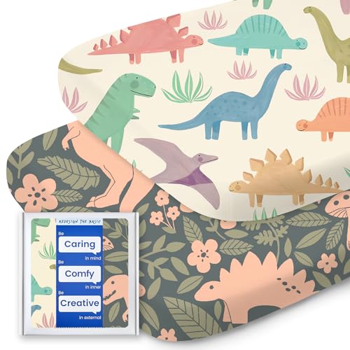 Image of Bassinet Sheets for Baby Boy Girl, TotBasic Buttery Soft Universal Bassinet Fitted Sheet, Compatible with Halo, Mika Micky, Baby Delight, Dream On Me, Maxi COSI & More Bassinet Mattress(PinkDinosaurs)