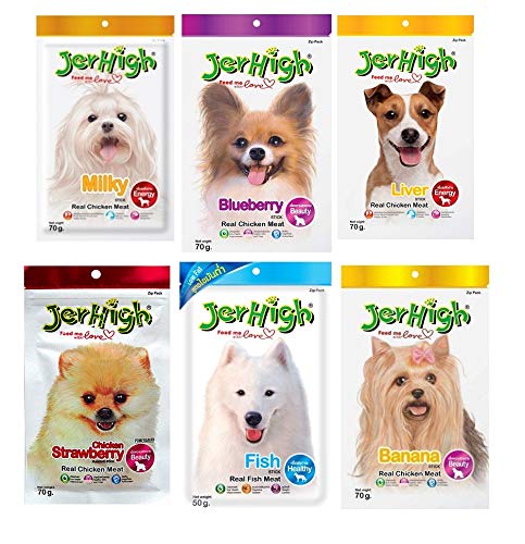 JerHigh Real Chicken Food Treat Milk, Blueberry, Liver, Strawberry, Fish, Banana Flavor 6 Pack Combo Set 70g for Dogs (B08QFPP599) Amazon Price History, Amazon Price Tracker