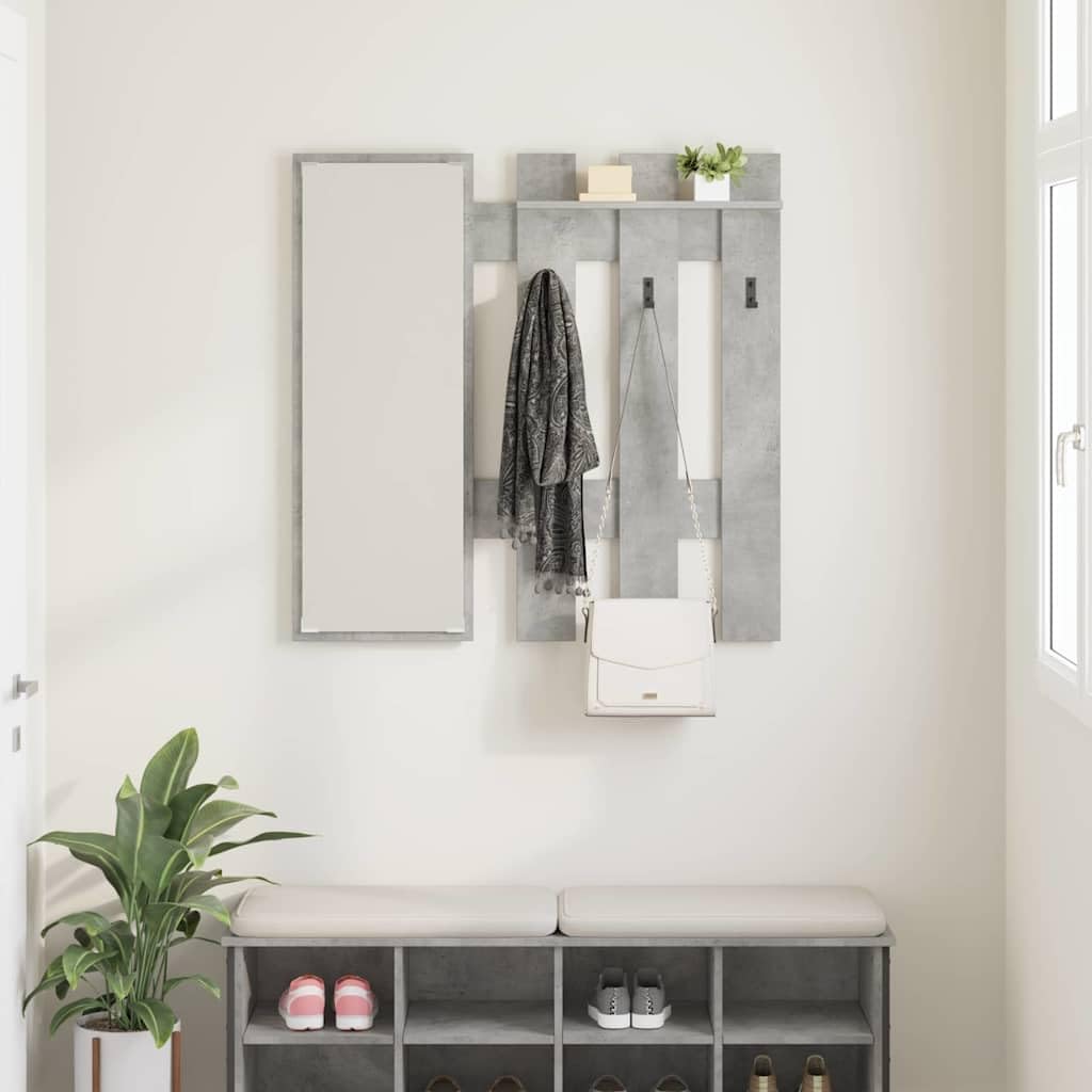 Appendiabiti da Parete Grigio Cemento in Legno 100x10x100 cm | Pannello attaccapanni moderno con ripiani a vista per ingresso e corridoio. Soluzione salvaspazio grigio cemento.