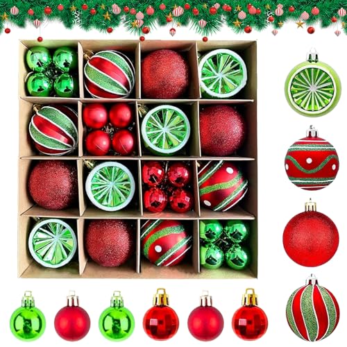 44 PCS Christmas Balls Christmas Tree Baubles Set Christmas Ball Ornaments Hanging Baubles Balls Ornament 6cm and 3cm Red Green Pendants for Christmas Tree Holiday Wedding Party Decorations 44 PCS Christmas Balls Christmas Tree Baubles Set Christmas Ball Ornaments Hanging Baubles Balls Ornament 6cm and 3cm Red Green Pendants for Christmas Tree Holiday Wedding Party Decorations