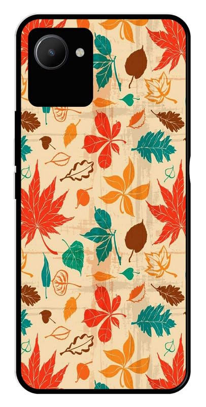 StyleO Back Cover for Realme C30s | Leaf Pattern | Full Camera Protection | Soft Rubber Edges | Luxury Armor