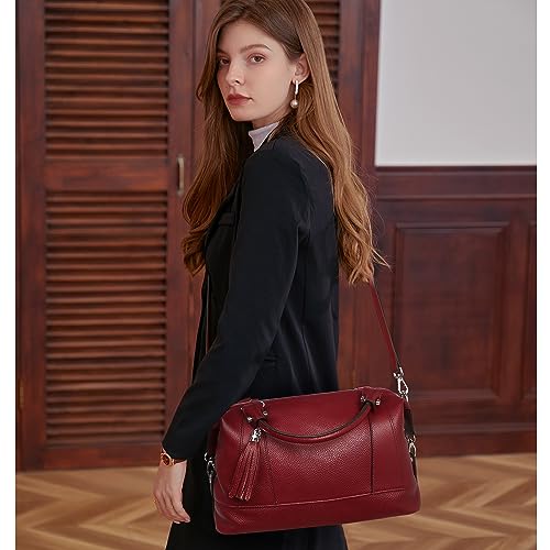 Image of HESHE Womens Genuine Leather Purse Satchel Tote Bags Ladies Real Leather Bags Crossbody Handbags