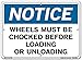 Vestil SI-N-20-C-AL-063 Notice Sign Aluminum .063" Overall Size 14.5"W x 10.5"H Wheels Must Be Chocked Before Loading Or Unloading , 10.5" Height, 14.5" Wide, 0.063" Length