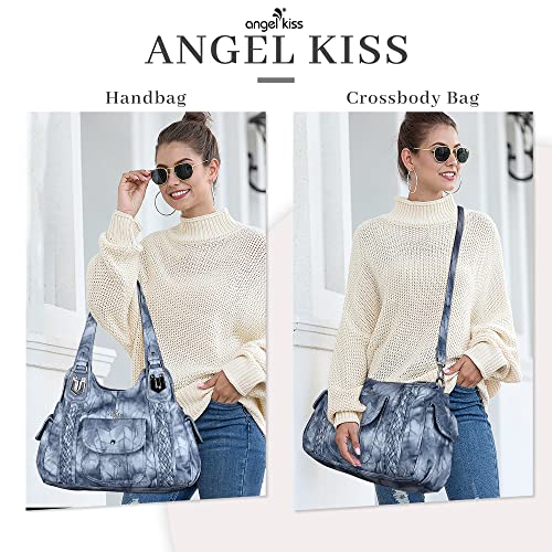 Image of Angel Kiss Purses and Handbags for Women Washed Vegan Leather Crossbody Hobo Satchel Shoulder Tote Purse