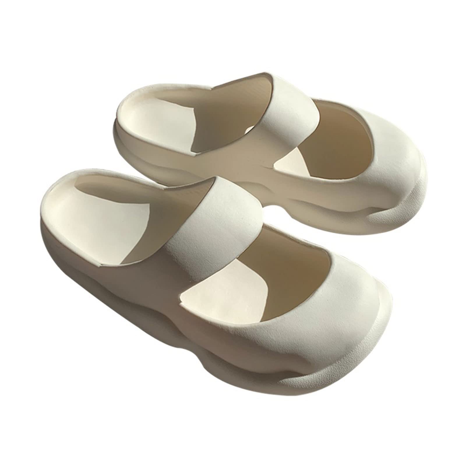 RXZCHH Sandalen für Damen, Baotou-Sandalen, Dicker Boden, rutschfest, für drinnen und draußen, Deodorant, feuchtigkeitsbeständig, für Strand und Zuhause, Badeschuh (weiß, 36–37)