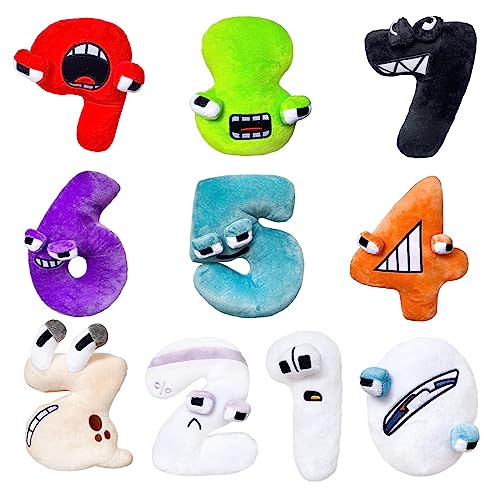 YFCGUPJ Number Lore Plush Toy,Number Plush Toys, 10 Pcs Number Lores Plush (No.0-9), Alphabet Lore Numbers Plush, Fun Stuffed Number Lore Plushies
