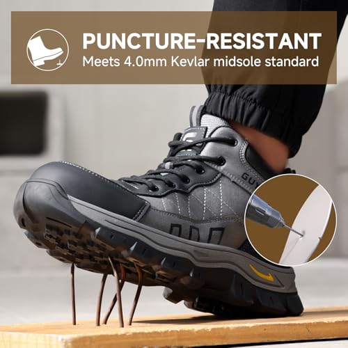 Image of Steel Toe Boots for Men Indestructible High Top Work Shoes for Men Comfortable Safety Shoes Puncture Proof Hiking Construction Shoes Botas de Trabajo para Hombre