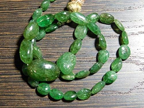 Tsavorite smooth nuggets perles vertes de 14 pouces pour création bijoux