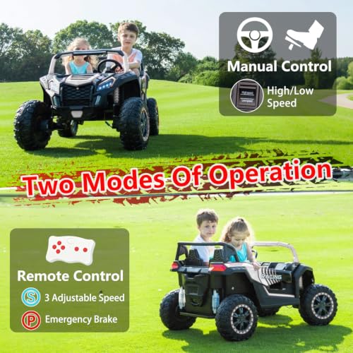 Image of NEWQIDA XXXL 2 Seater 24V Ride On Toys 4x200W Kids Side by Side UTV, White