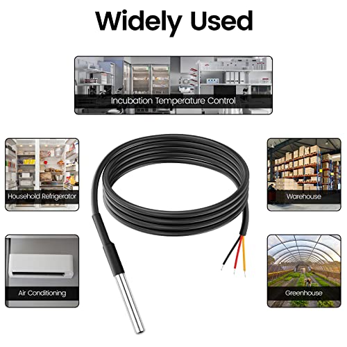 Aideepen 5 Stuck 1m Digitaler Edelstahl Temperatursensor, Wasserdicht Temperaturfühler kompatibel mit Arduino und Raspberry Pi inklusive E-Book, kompatibel mit Shelly