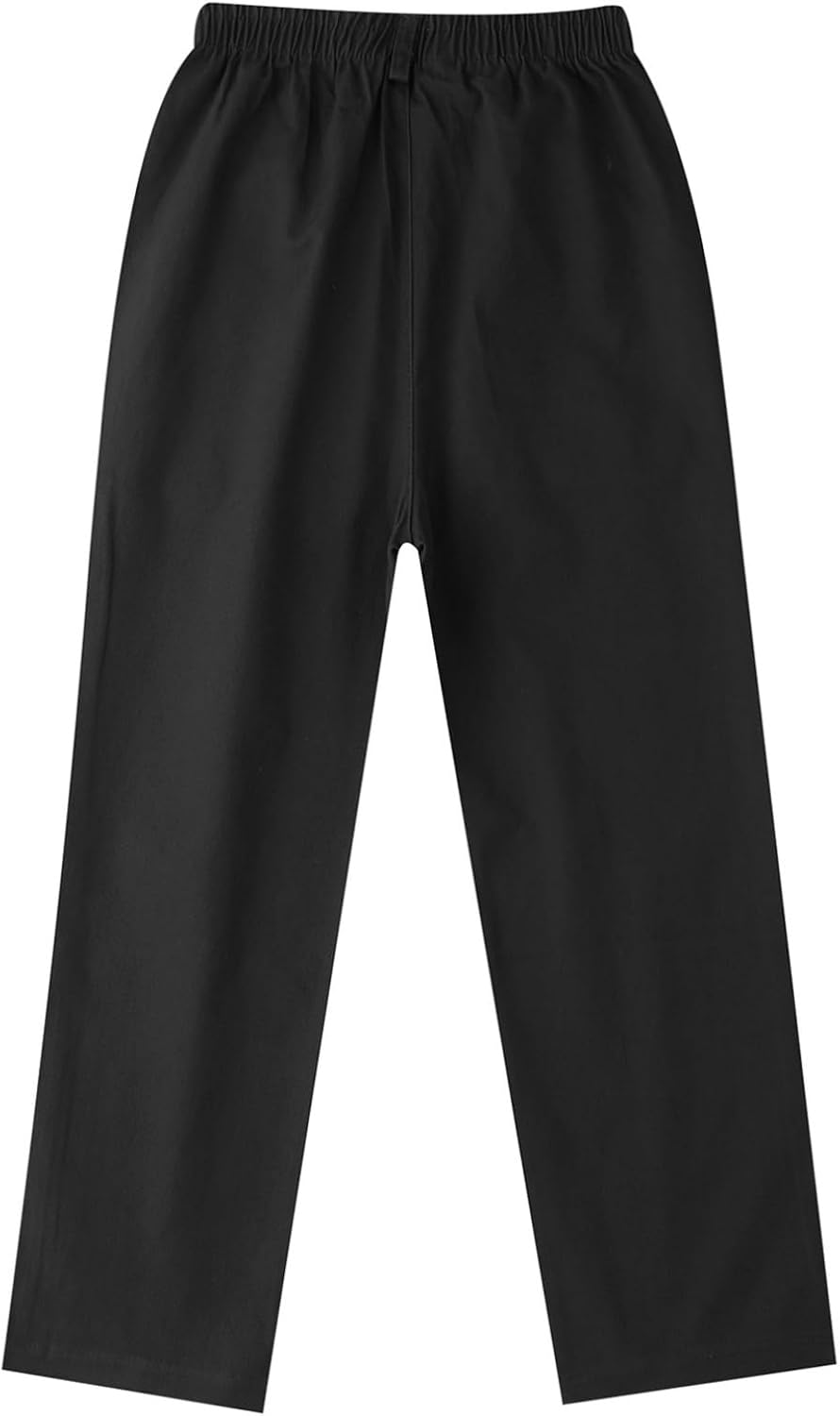 Loyan Boys' Pull-on School Uniform Twill Pant Straight Fit Regular Slacks Solid Color Stretch Chino Pants