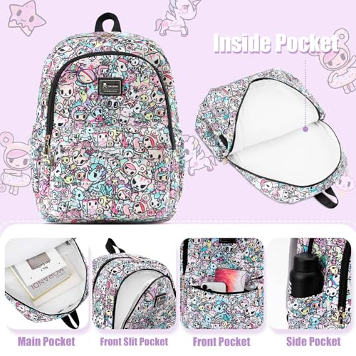 Tokidoki Unicorno Backpack Cute Travel Laptop Backpack for Women Casual Bookbags Lightweight Cloth Canvas Backpack School Bag Daypack Handbag (Colorful)3