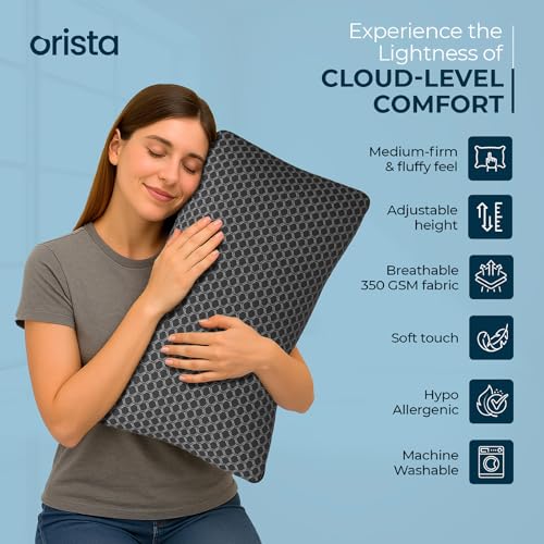Image of Orista Premium Microfiber Pillow Pack of 4 | 16 inch x 24 inch| Soft, Fluffy, Supportive Sleeping Bed Pillow | Ideal for Back, Side & Stomach Sleepers | Premium Black Cover