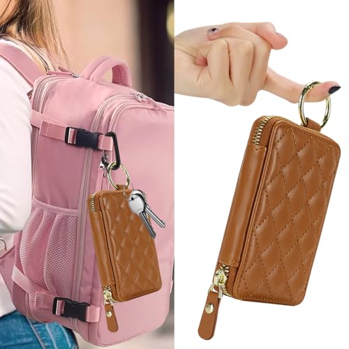 Image of Compatible with MagSafe Wallet,Magnetic Phone Wallet Card Holder for iPhone 17 /16 Pro Max /15 Pro /14 Plus /13 /12 Series,PU Leather Zipper Pocket Adjustable Stand-Brown
