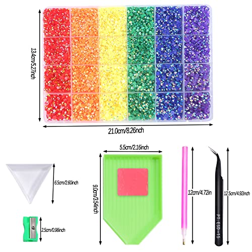 Belicey 22800Pcs Rainbow Rhinestones For Nails Flatback Resin Crystal Nail Rhinestones Round Beads Gems Multi Sizes Rhinestones 3D Nail Crystals For Nail Art Diy Crafts Clothes Shoes Jewelry #TOP4