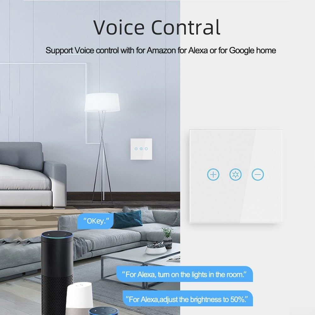 Interruttore dimmer Touch Wireless per la Gestione remota Tramite App, per Vari Tipi di luci, AC 100-240 V (Oro)