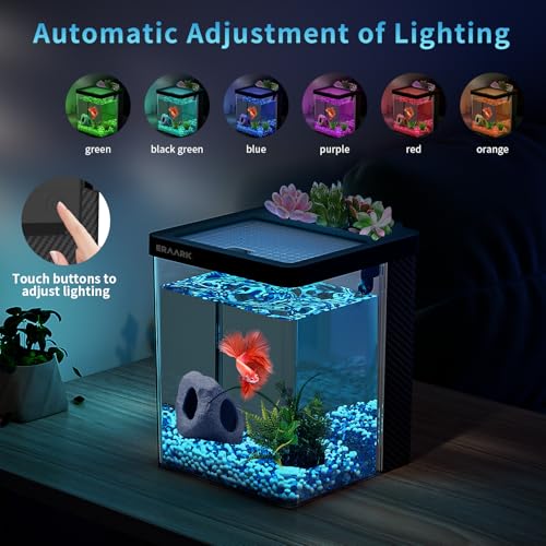 Eraark Aquarium Kit 1.5 Gallon Betta Fish Tank With Filter Led Light thumb #1