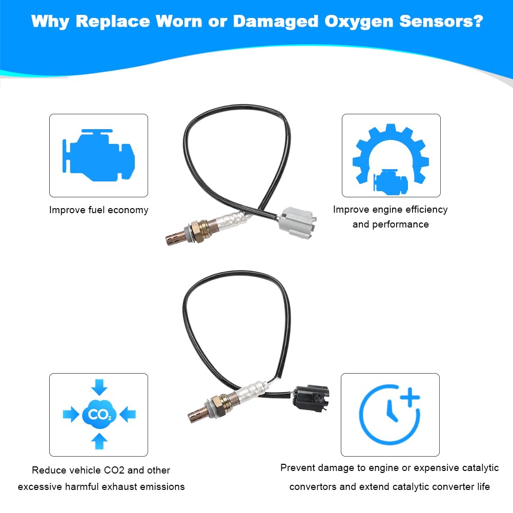 JDMON 2PCS O2 Oxygen Sensor Upstream Downstream Replacement for Jeep Cherokee, Grand Cherokee, Dodge B1500, Dakota Compatible with 234-4077, 234-4078