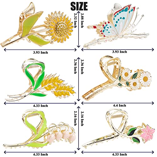 6 Pcs Flower Claw Clip Metal Hair Clips For Women&Girls Large Tulip Hair Claw Clips Nonslip 6 Styles Strong Hold Matte Claw Hair Accessories For Woman And Girls With Long Thick Hair & Thin Hair #TOP1