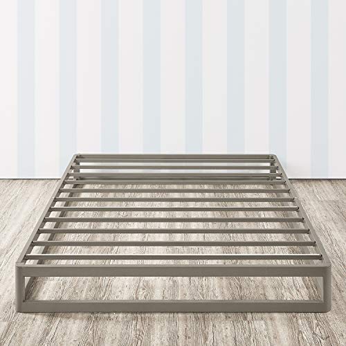 Mellow 9" Metal Platform Bed Frame W/Heavy Duty Steel Slat Mattress Foundation (No Box Spring Needed), Twin, Grey #TOP3