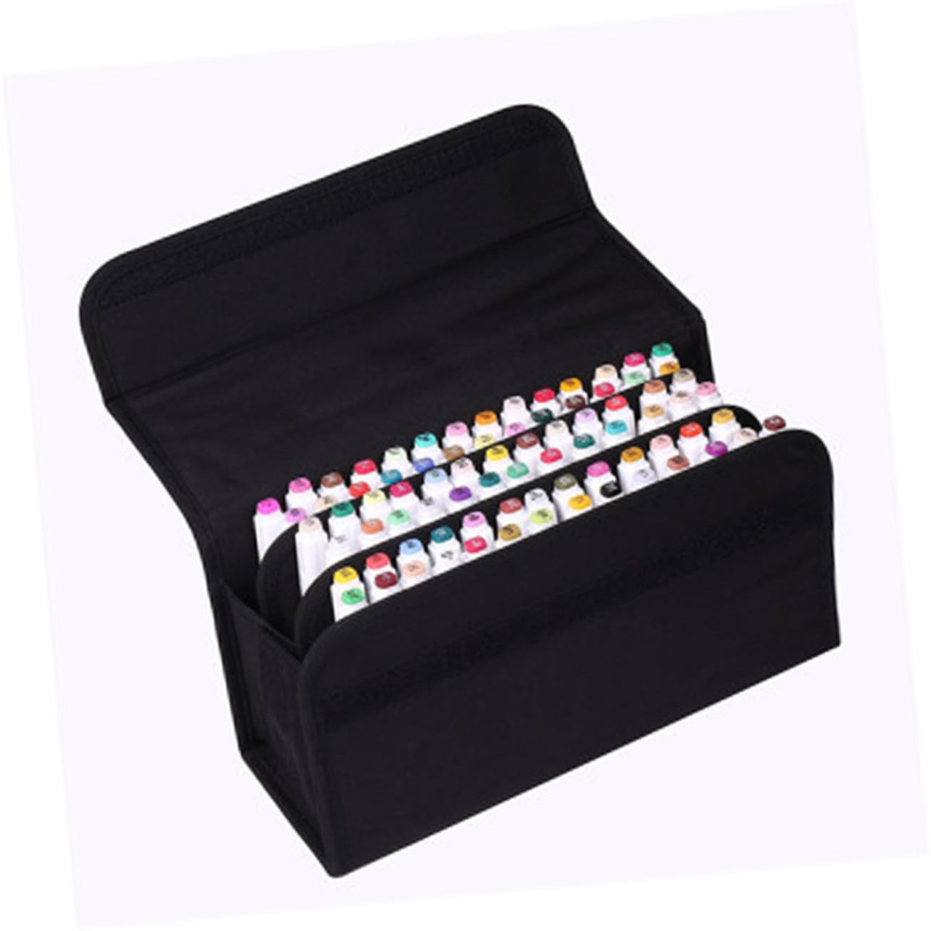 Gadpiparty Borsa Porta Pennarelli con 80 Scomparti, Astuccio Organizer | Tessuto Nero, Maniglia per Trasporto, Accesso Rapido, per Ufficio e Arte, Formato Portatile