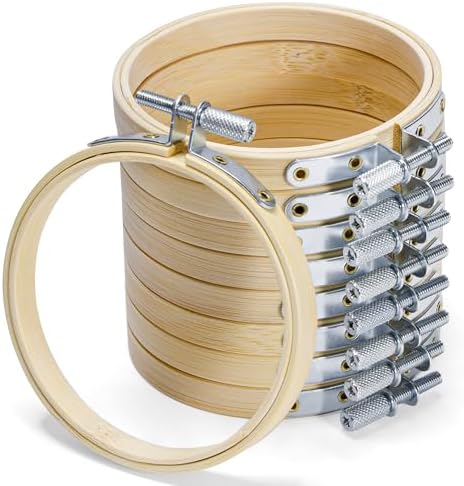 XEmbro 9 Pieces Embroidery Hoops, 3 Inch Small Embroidery Hoop, Bamboo Circle Cross Stitch Hoop for Art Craft Handy Sewing, Home Decorations