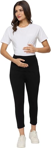 Evamomies Women's Cotton Maternity Leggings for Pregnant Women Pre &amp; Post Pregnancy