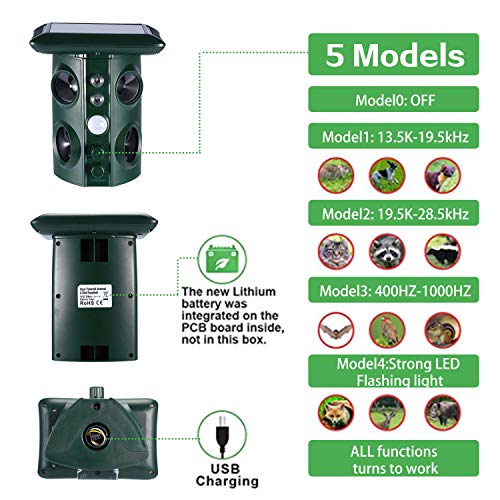 Ultraschall Tiervertreiber Solar Tierabwehr Wasserdicht Abwehr Katzenschreck Hundeschreck Marderabwehr vogelabwehr - 2
