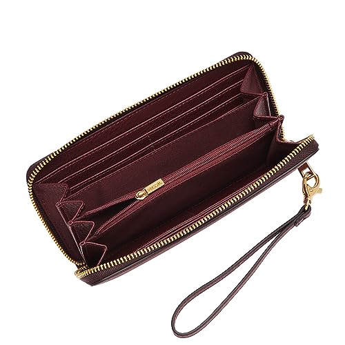 Image of Fossil Women's Logan Leather RFID-Blocking Zip Around Clutch Wallet with Wristlet Strap for Women