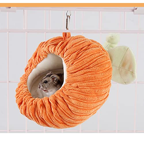 Aniac Hamster Warm Bed Small Animals Winter House Pet Pumpkin Hanging Hammock Soft Nest Cage Habitat For Guinea Pig Mice Rat Chinchilla Sugar Glider Parrot Lizard(Orange) #TOP5