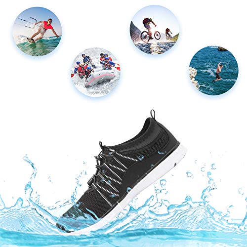 Water Sport Shoes Men's Swim Skin Shoes Quick-Dry Barefoot Lightweight Beach Surf Boat Yoga Sneakers for Water Sports Outdoor Swim Surf Beach Pool Exercise Black/White 45 EU