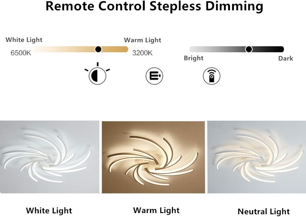 Modern LED Flush Mount Ceiling Light Fixture with Remote Acrylic Dandelion Close to Ceiling Chandelier Lighting Dimmable for Bedroom Dining Room Kitchen (5 Lights, Stepless Dimming) D(Stepless Dimm