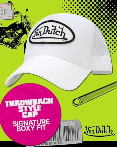 Image of Von Dutch Unisex Trucker Hat - Retro Classic Solid Color Mesh Back Snapback Baseball Cap for Men & Women.