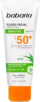 BABARIA Unisex Fluido Piel Sensible Spf50+ SOLAR BABARIA FLUID SENSITIVE SKIN SPF50 75ML, Black, 75 ML UK