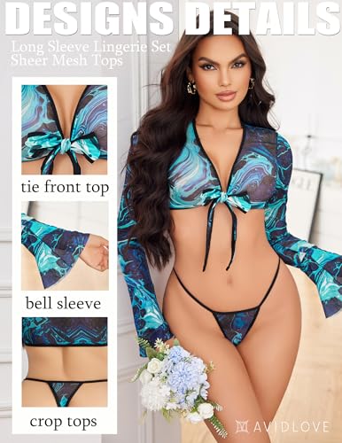 Image of Avidlove Sheer Cardigan for Women Mesh Shrug Bolero Y2K Tie Front Tops Rave Outfits Short Shawl Top with Free G-String