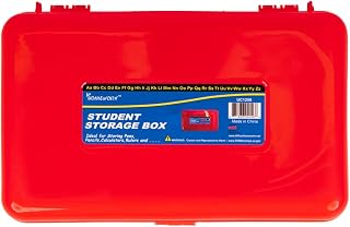 Craft County | Transparent Pencil Box | Colored Utility Box Storage Office Supplies Organizer | Red