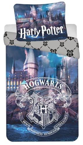 Jerry Fabrics Harry Potter Bettwäsche / Set ** Glow in The Dark Wappen und Schloss HP054, Mehrfarbig
