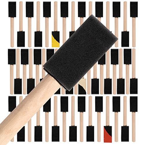 Mister Rui Poly Foam Paint Brushes 50 Pack, Sponge Paint Brushes, Mini Foam Brushes 1 Inch Wood Handle for Painting and Cleaning by Mister Rui - Used condition - US$11.89