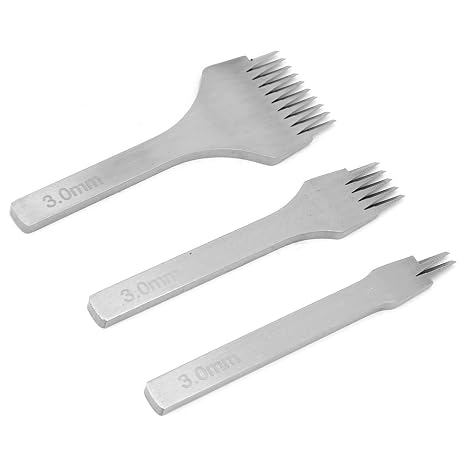 3pcs Leather Chisel Hole Punch Tool,Handwork Leather PrO Stitch 2.7/3.0/3.38/3.85mm Leather Chisel Hole Punch Tool (3.0mm)