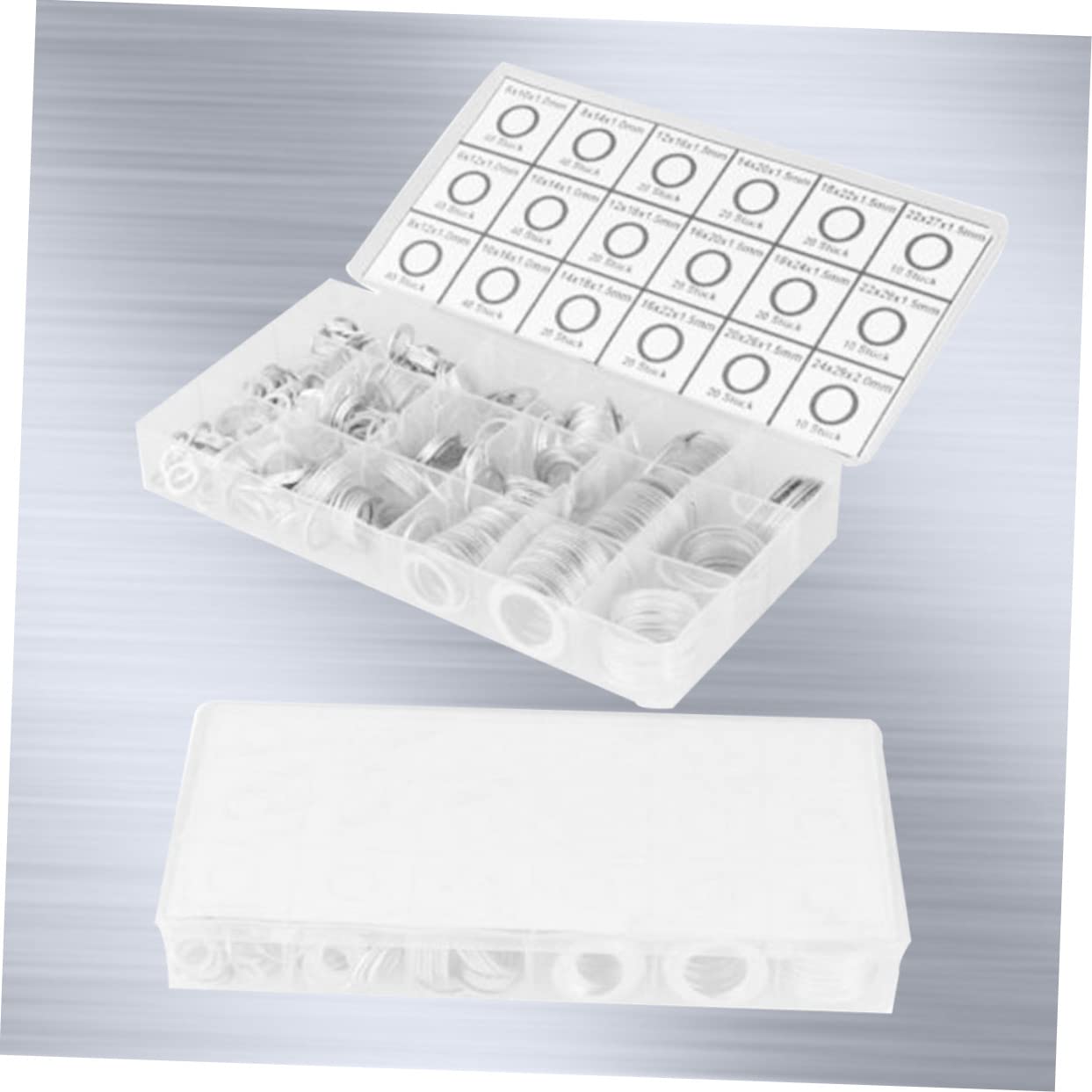 Aluminum Flat Washers Silver Sealing Rings 18 Sizes 450pcs