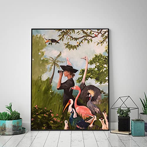 Stravagante Il Birdwatcher Forest Wall Art Pittura Su Tela Poster Nordici E Stampe Tipo Di Uccelli Immagini Per L'Arredamento Del Soggiorno 21X30Cm Senza Telaio